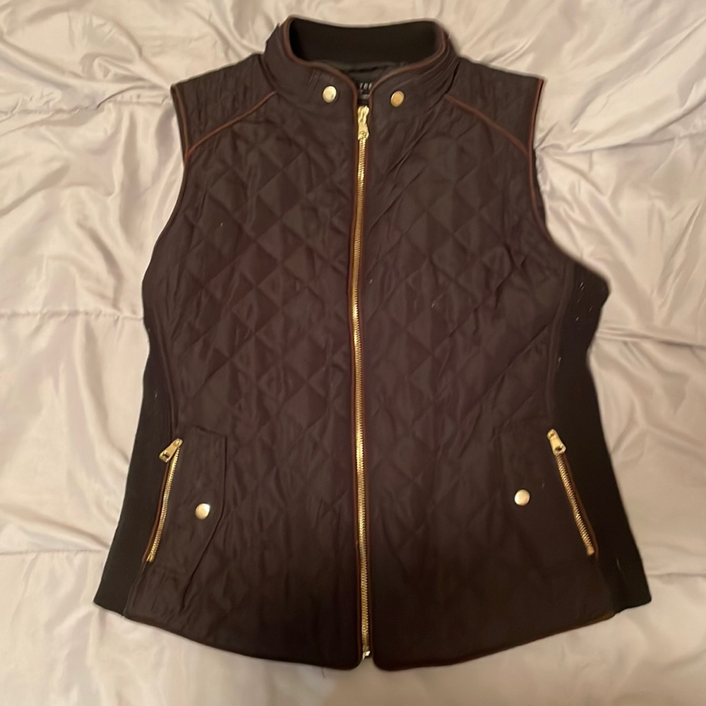 Black quilted vest with Gold Accents